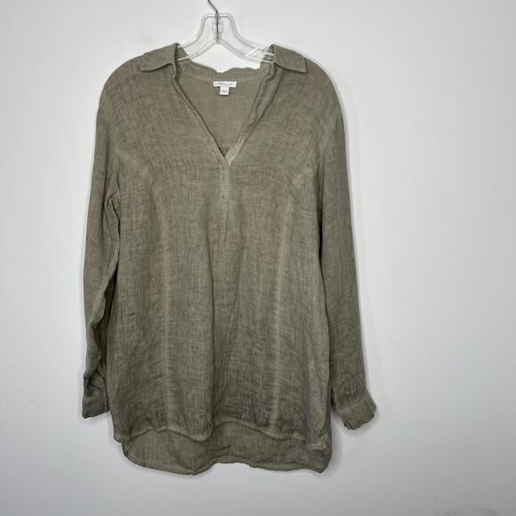 J Jill Linen Shirt Womens Medium Tunic Long Sleeve Relaxed Fit Pullover Top - Picture 7 of 13